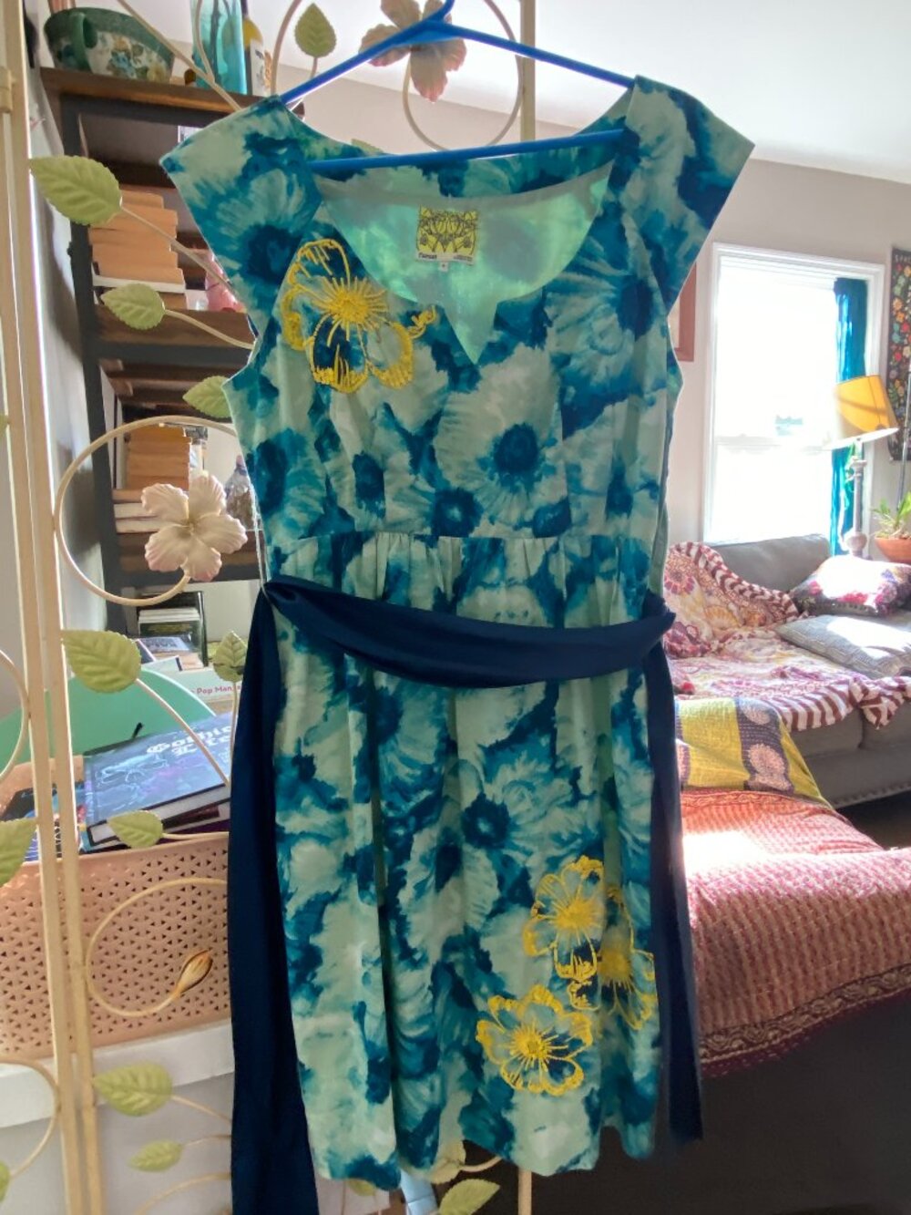 ANTHROPOLOGIE Floreat Knotted Poppies Dress Sz 6 PRISTINE Dry Cleaned Silk Sash